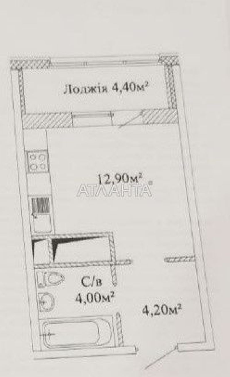 1-комнатная квартира по адресу ул. Варненская (площадь 27,7 м²) - Atlanta.ua - фото 4