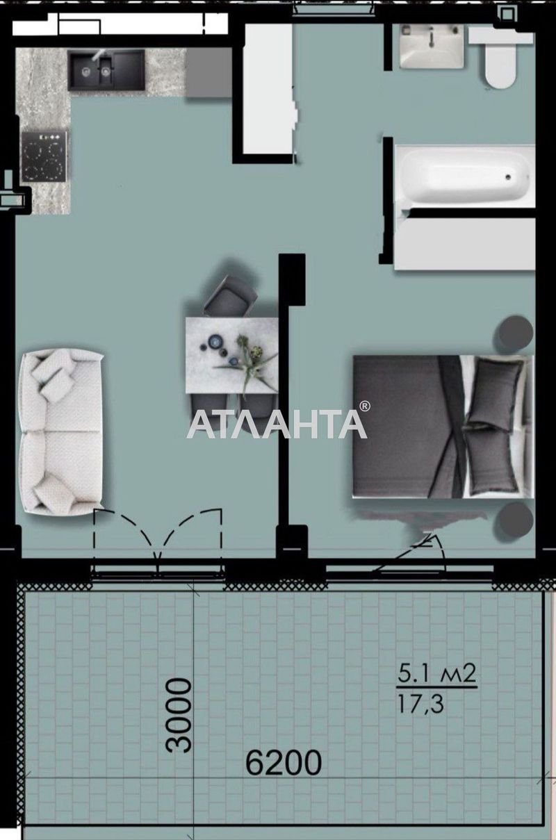 2-rooms apartment apartment by the address st. Marselskaya (area 43 m²) - Atlanta.ua - photo 2