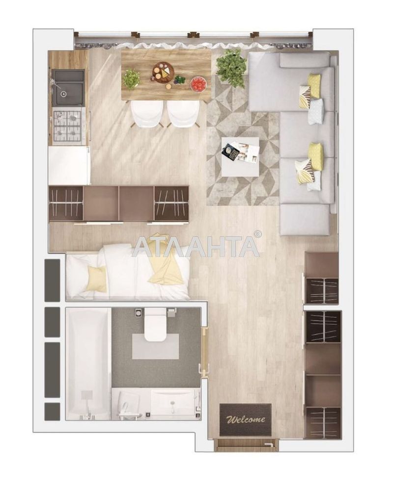 1-кімнатна квартира за адресою вул. Вільямса ак. (площа 25,7 м²) - Atlanta.ua - фото 5