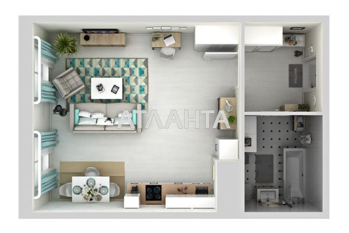 1-комнатная квартира по адресу ул. Гагаринское плато (площадь 46 м²) - Atlanta.ua - фото 2