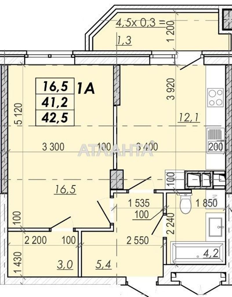 1-кімнатна квартира за адресою Овідіопольська дор. (площа 42,5 м²) - Atlanta.ua - фото 7