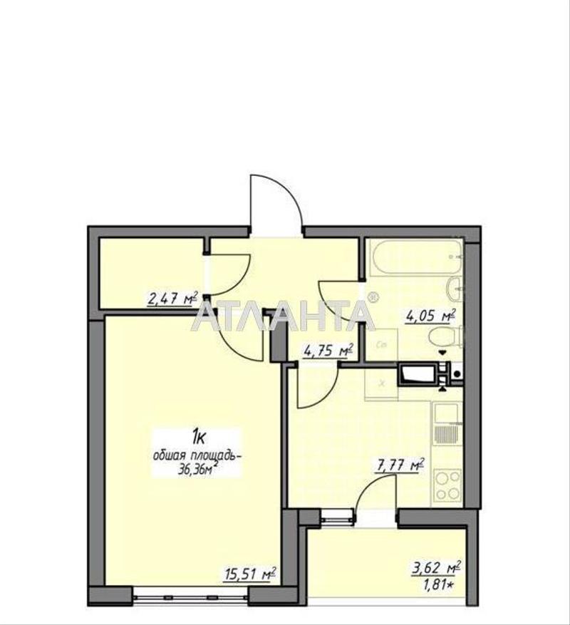 1-комнатная квартира (площадь 36,4 м²) - Atlanta.ua - фото 9