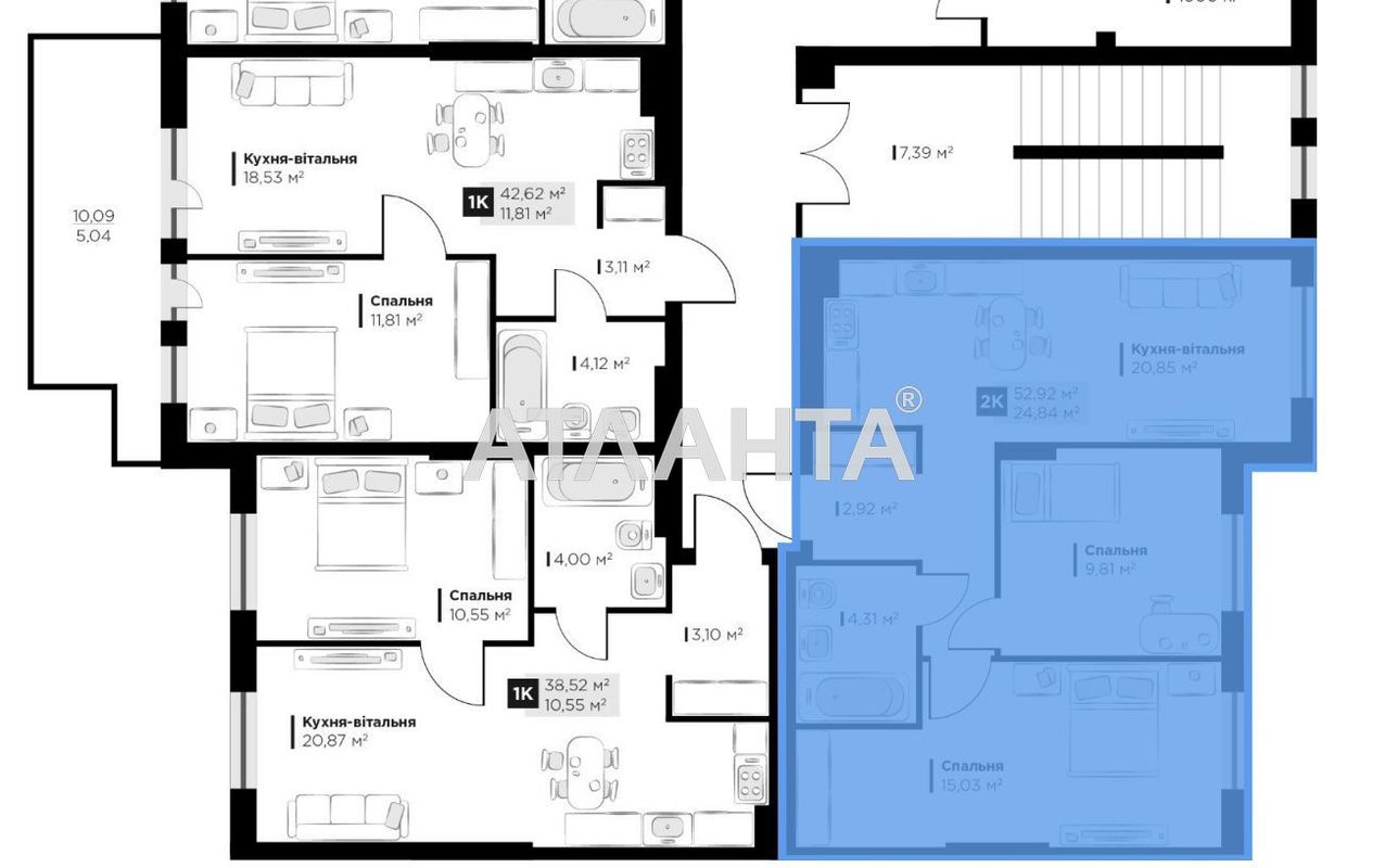 2-rooms apartment apartment by the address st. Galitskaya (area 52,9 m²) - Atlanta.ua - photo 6