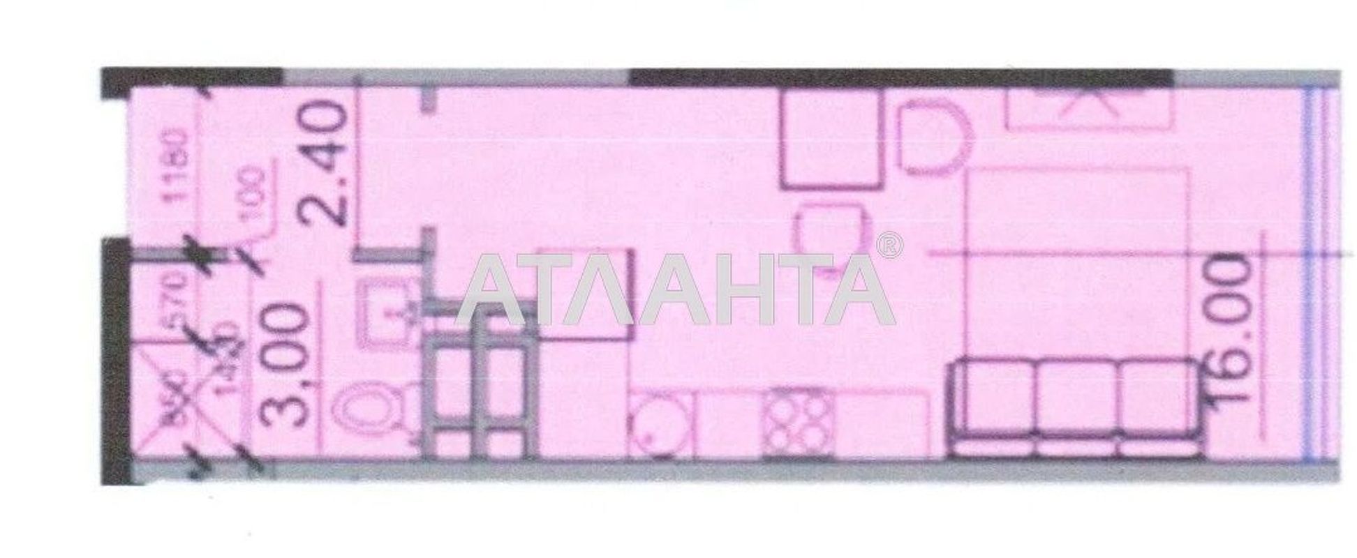 1-кімнатна квартира за адресою вул. Скісна (площа 21,4 м²) - Atlanta.ua - фото 7