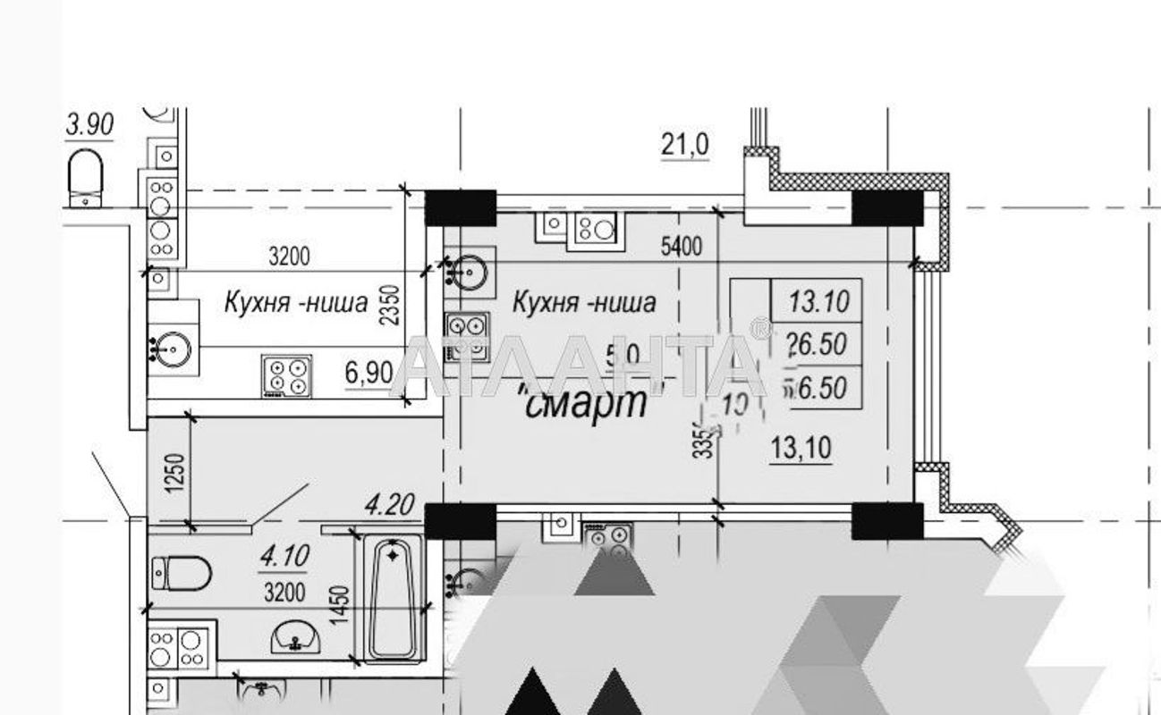 1-комнатная квартира по адресу ул. Паустовского (площадь 26,7 м²) - Atlanta.ua - фото 11