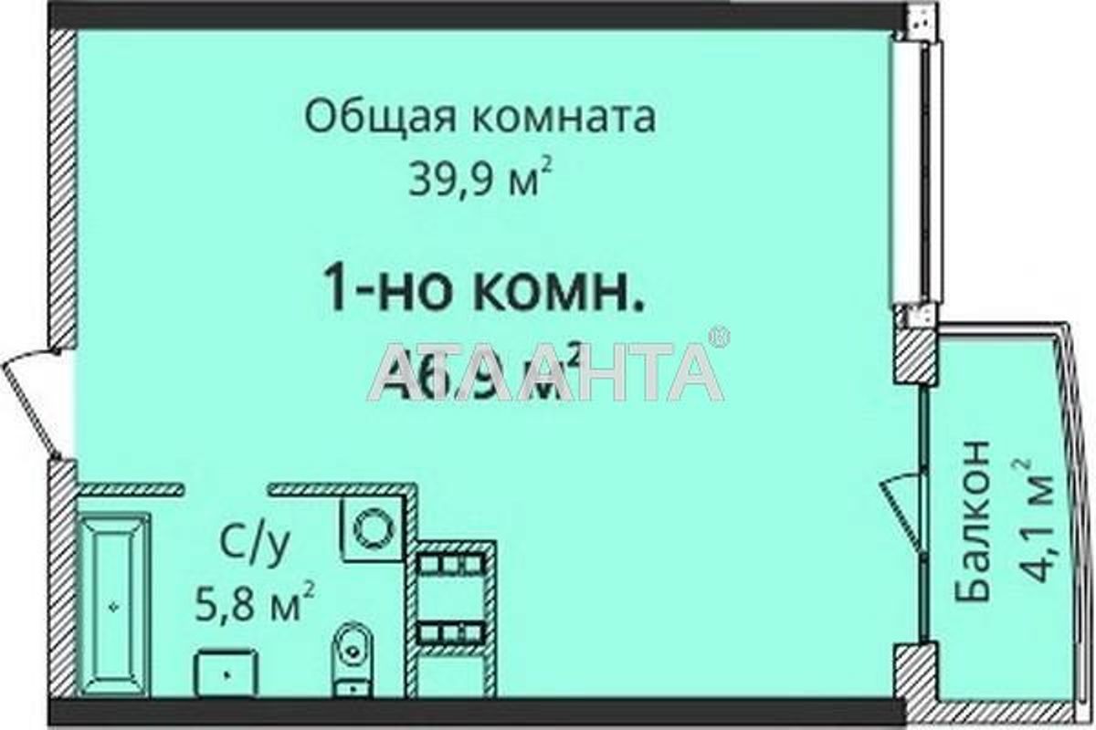 1-кімнатна квартира за адресою Гагаріна пр. (площа 47 м²) - Atlanta.ua - фото 2