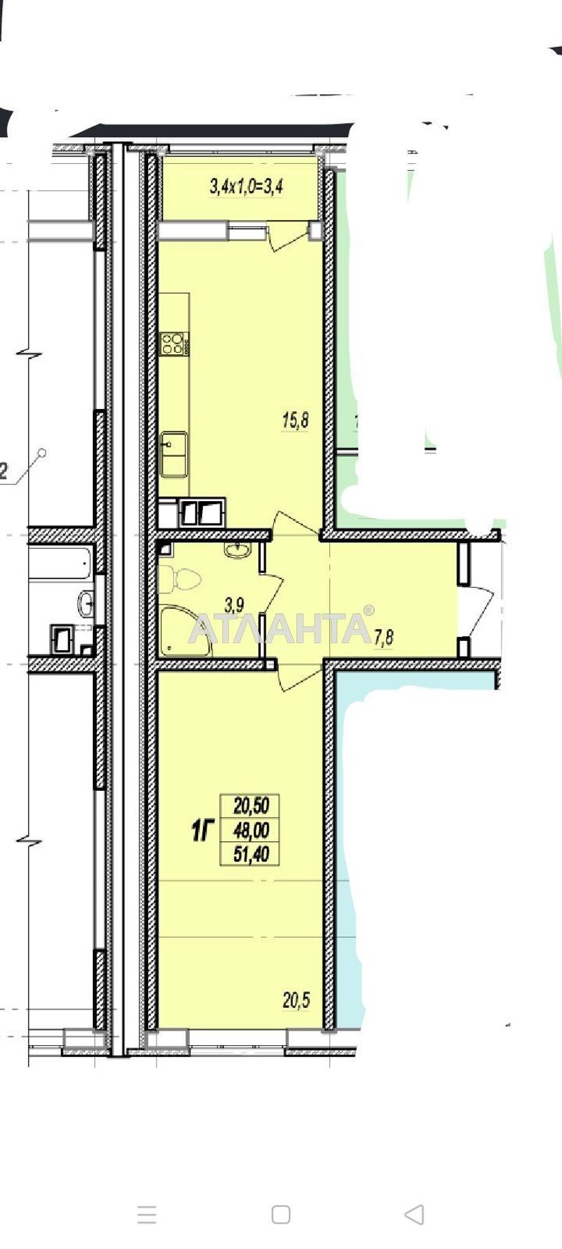 1-room apartment apartment by the address st. Prokhorovskaya Khvorostina (area 51,4 m²) - Atlanta.ua - photo 8