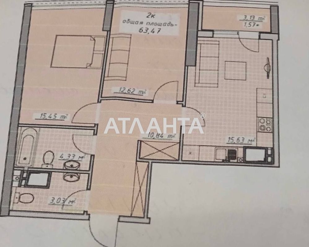 2-комнатная квартира по адресу Курортный пер. (площадь 65 м²) - Atlanta.ua - фото 2