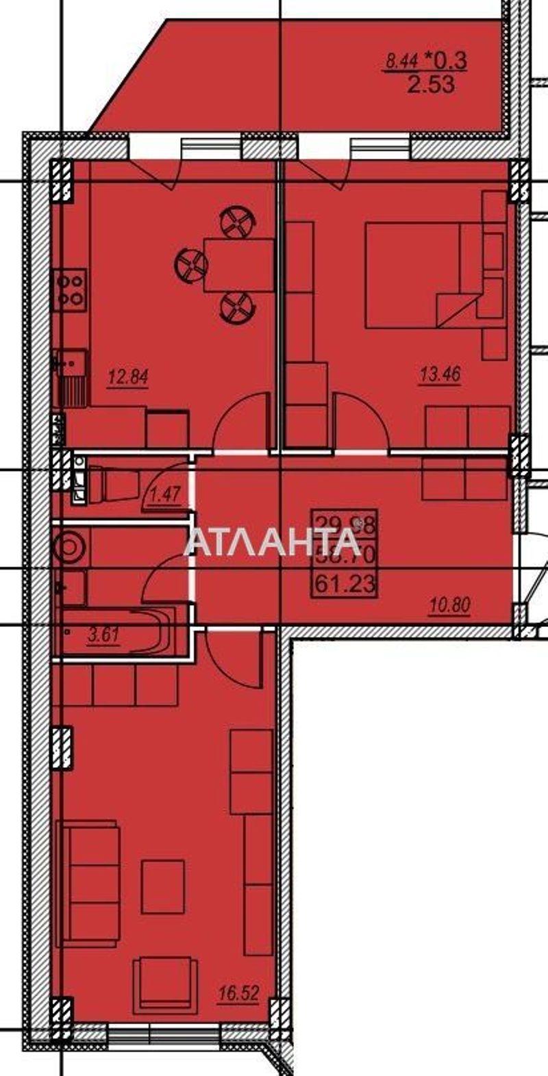 2-rooms apartment apartment by the address st. Zabolotnogo ak (area 61,2 m²) - Atlanta.ua - photo 4