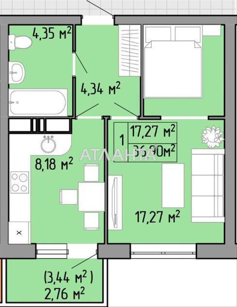 1-кімнатна квартира за адресою вул. Пішонівська (площа 36,9 м²) - Atlanta.ua - фото 6