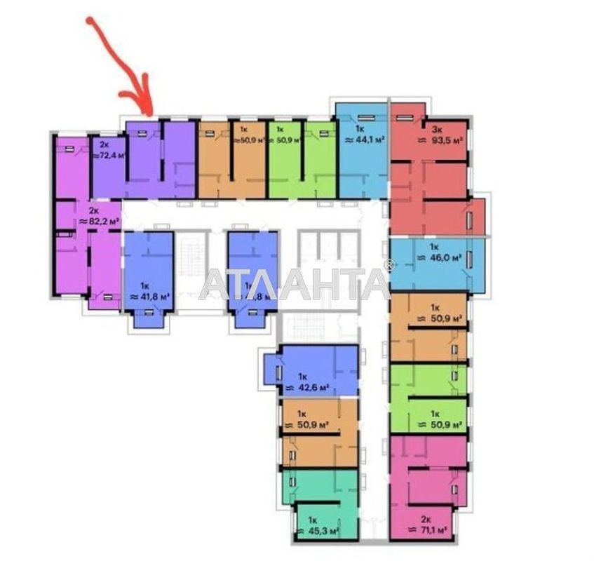 2-комнатная квартира по адресу Гагарина пр. (площадь 72,4 м²) - Atlanta.ua - фото 3