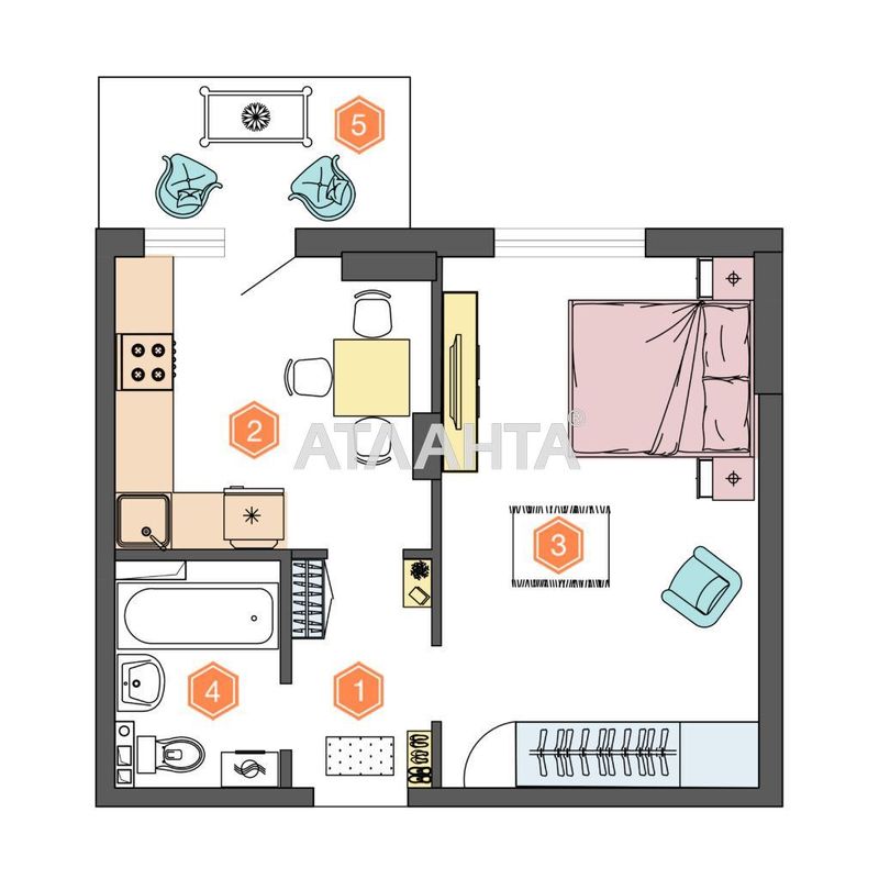 1-кімнатна квартира за адресою вул. Сахарова (площа 39,5 м²) - Atlanta.ua - фото 12