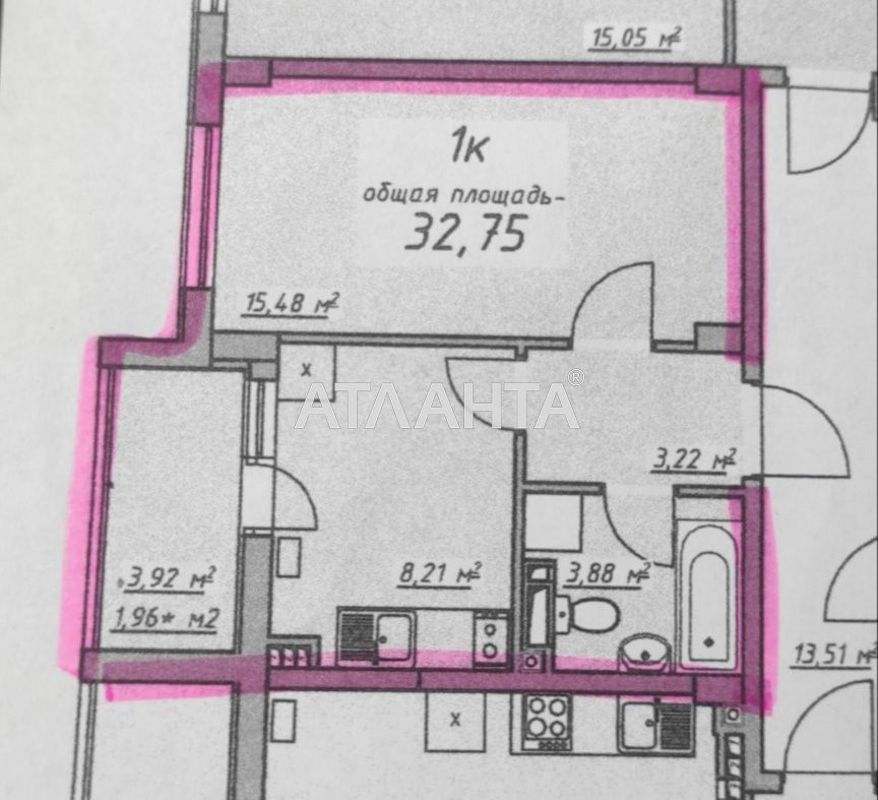 1-комнатная квартира по адресу ул. Массив 10 (площадь 33 м²) - Atlanta.ua - фото 4