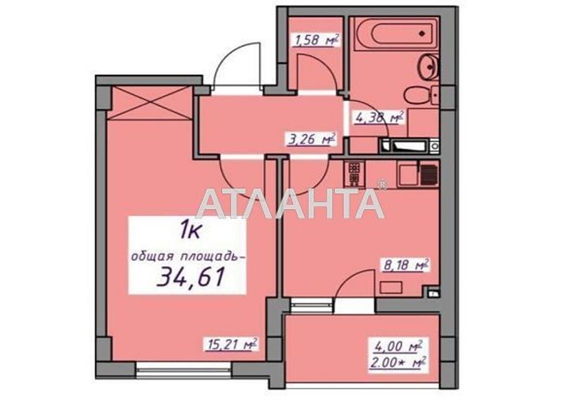 1-комнатная квартира по адресу ул. Массив 10 (площадь 34,2 м²) - Atlanta.ua - фото 6