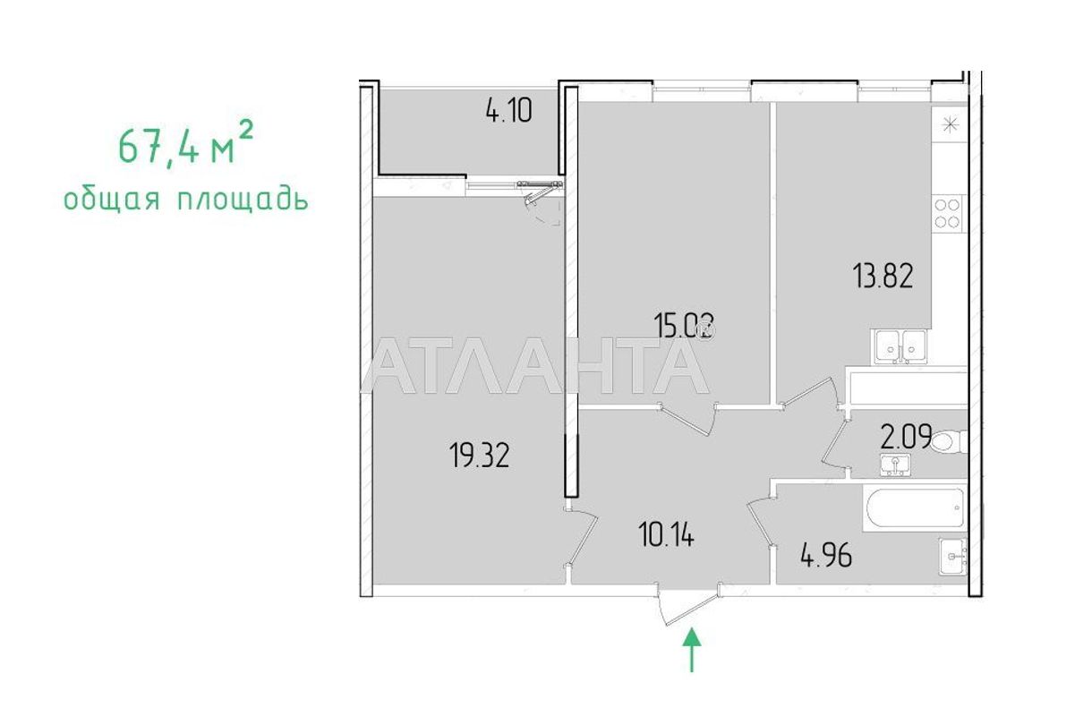 2-комнатная квартира по адресу ул. Краснова (площадь 67,4 м²) - Atlanta.ua - фото 2