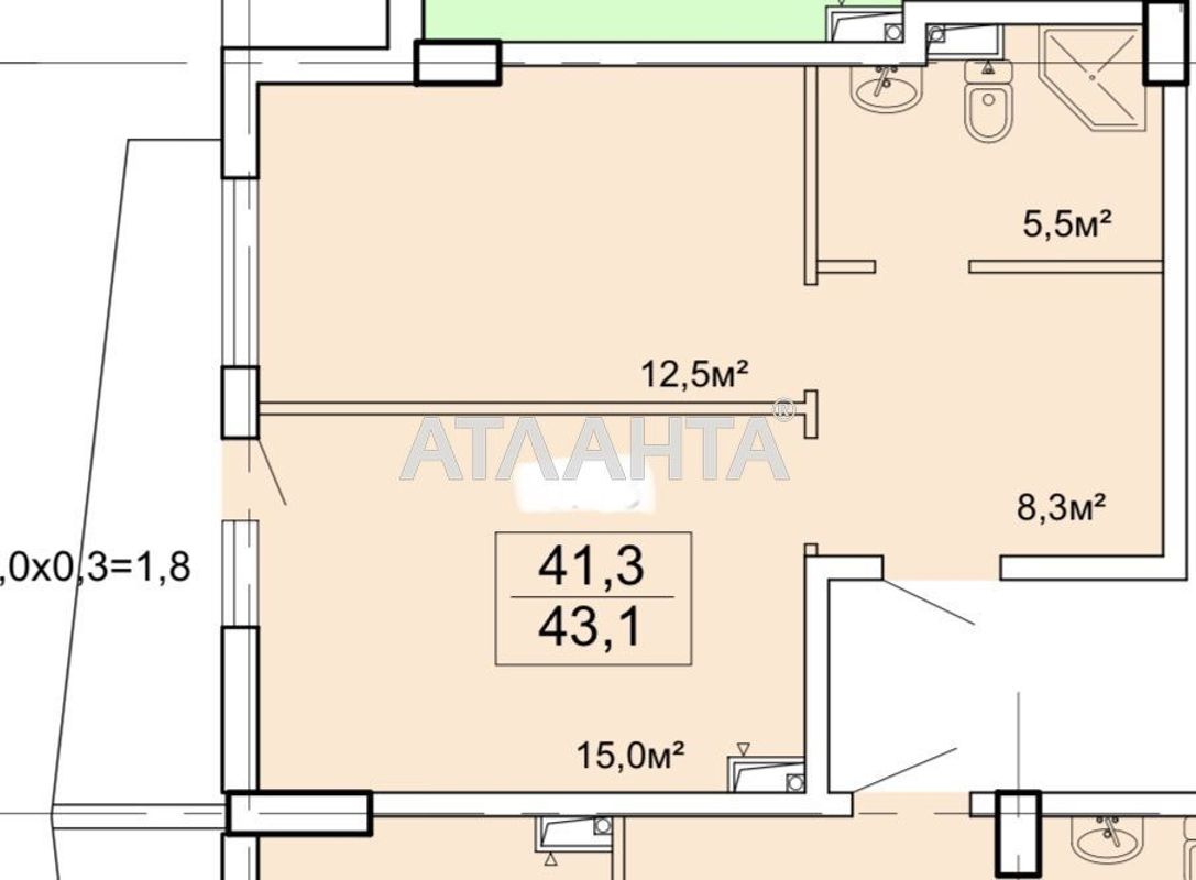 1-комнатная квартира по адресу Ванный пер. (площадь 43,1 м²) - Atlanta.ua - фото 10