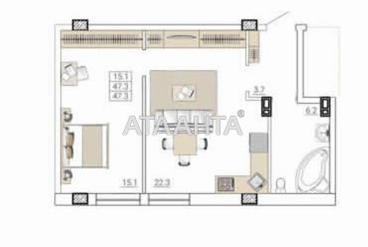 2-комнатная квартира по адресу ул. Малиновского марш. (площадь 49,4 м²) - Atlanta.ua - фото 4