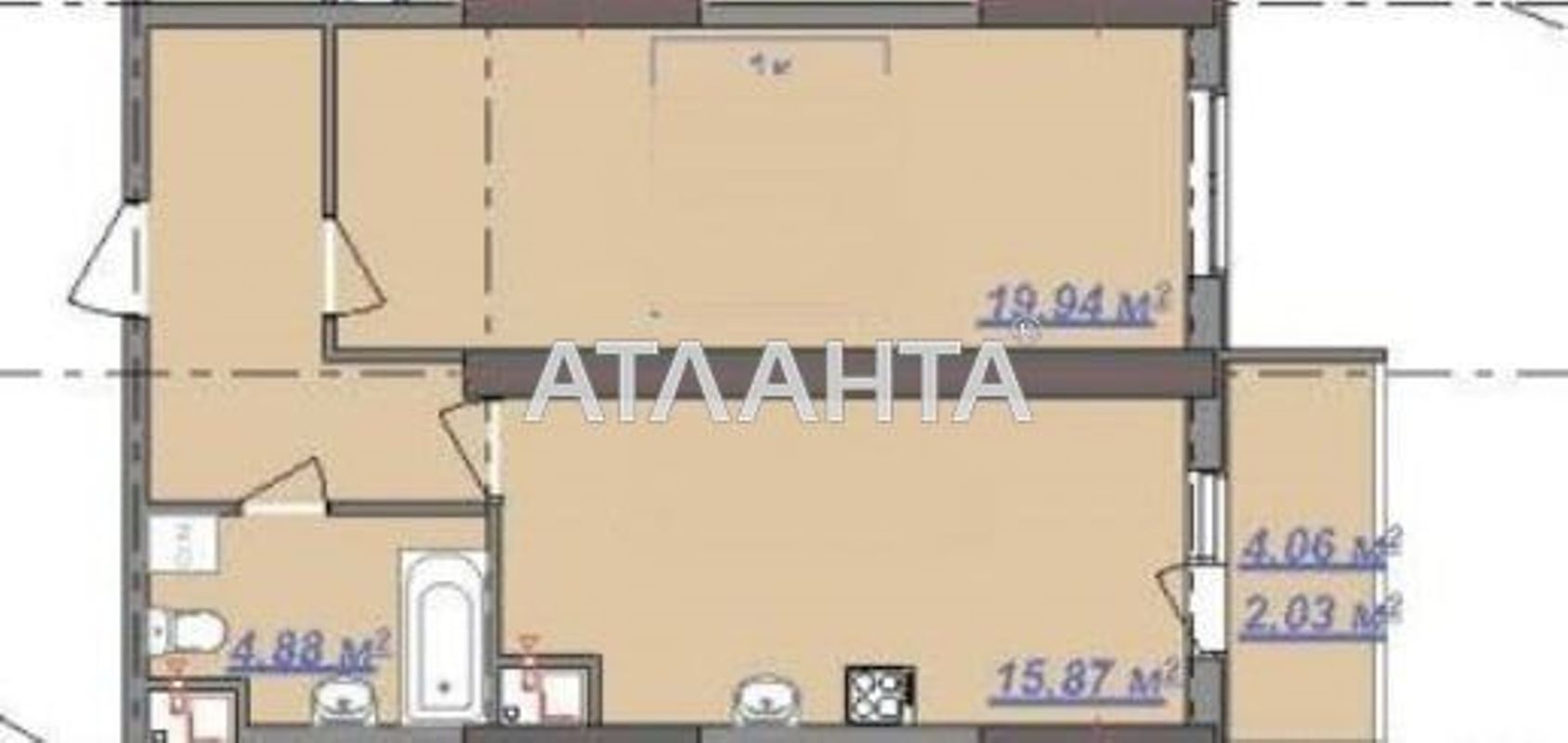 1-room apartment apartment by the address st. Dacha Kovalevskogo Amundsena (area 54 m²) - Atlanta.ua - photo 3