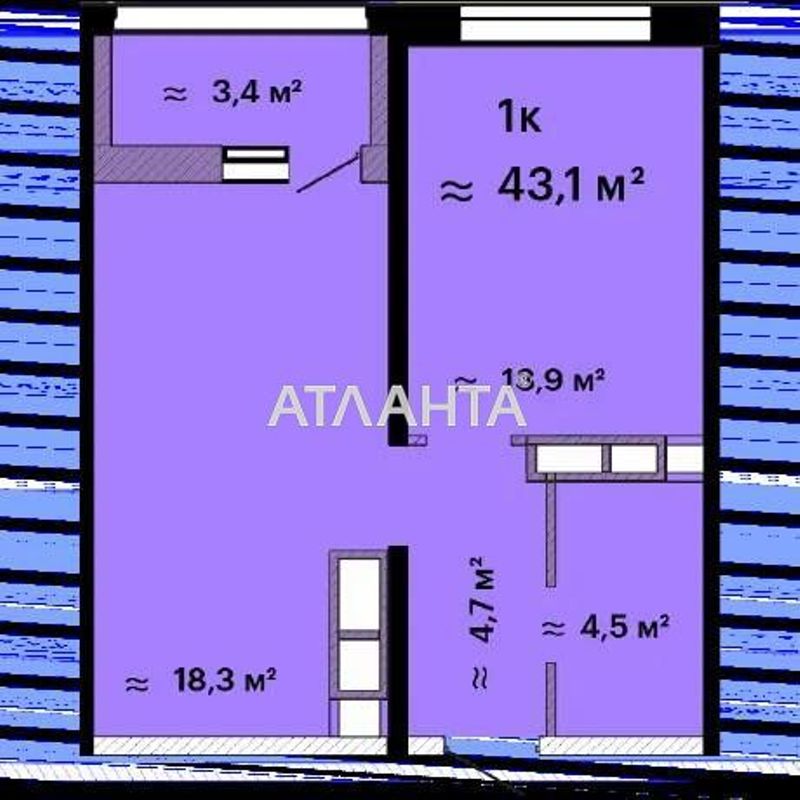 1-комнатная квартира по адресу ул. Варненская (площадь 44,9 м²) - Atlanta.ua - фото 5