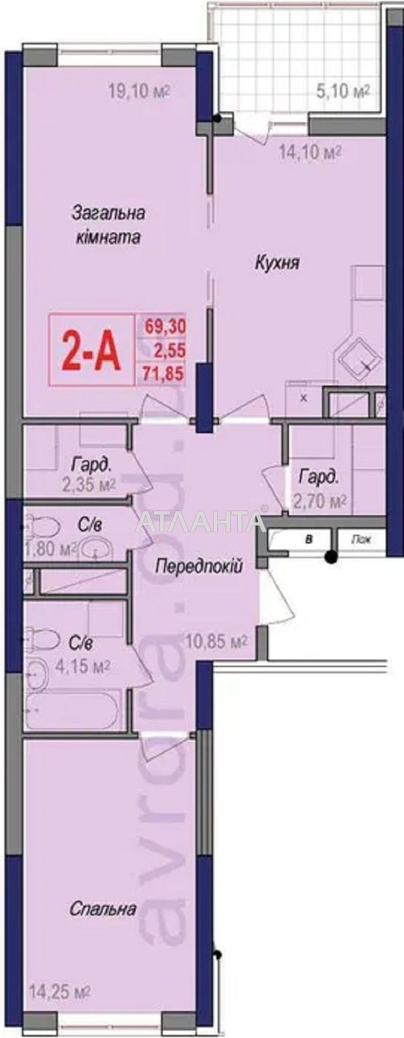 2-кімнатна квартира за адресою вул. Героїв Крут (площа 72 м²) - Atlanta.ua - фото 4