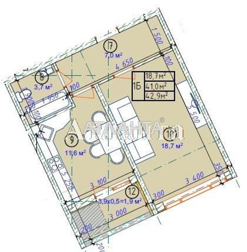 1-room apartment apartment by the address st. Fontanskaya dor Perekopskoy Divizii (area 43 m²) - Atlanta.ua - photo 2