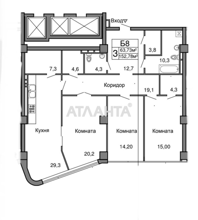 3-rooms apartment apartment by the address st. Morekhodnyy per (area 152 m²) - Atlanta.ua - photo 2