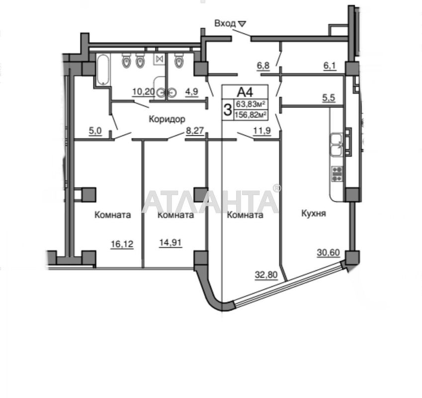3-rooms apartment apartment by the address st. Morekhodnyy per (area 159,3 m²) - Atlanta.ua - photo 3