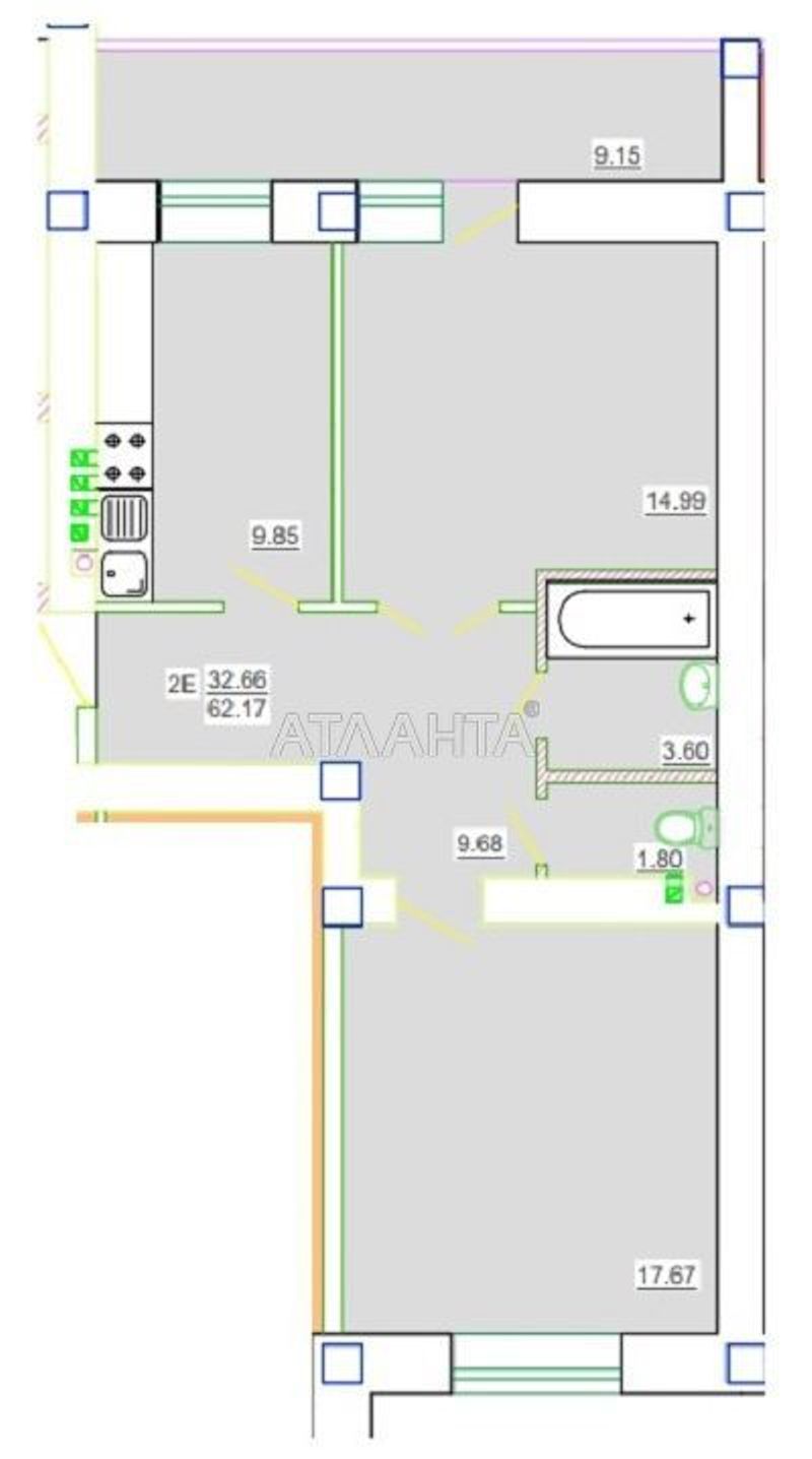 2-rooms apartment apartment by the address st. Tsvetaeva gen (area 63,8 m²) - Atlanta.ua - photo 4