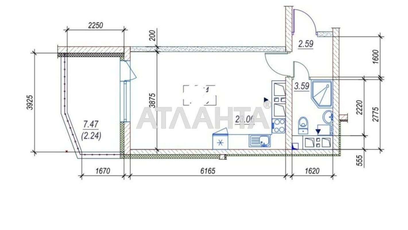 1-комнатная квартира по адресу ул. Среднефонтанская (площадь 31,5 м²) - Atlanta.ua - фото 2