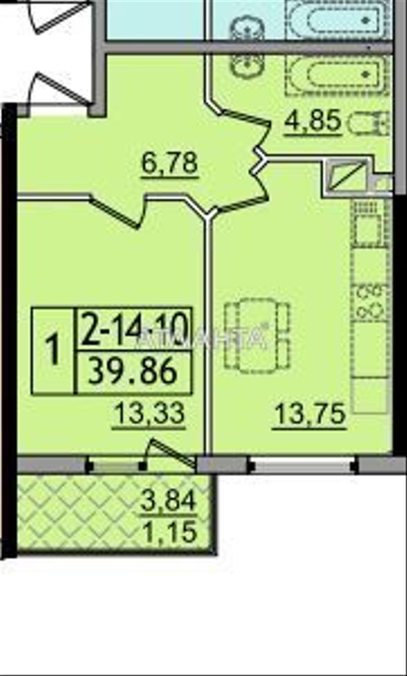 1-комнатная квартира по адресу ул. Сахарова (площадь 43,5 м²) - фото 2 1-комнатная квартира по адресу ул. Сахарова (площадь 43,5 м²) - Atlanta.ua - фото 2