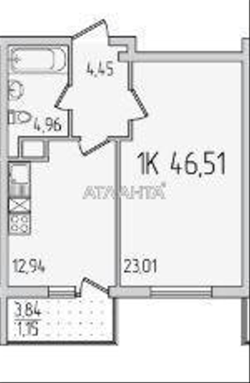 1-комнатная квартира по адресу ул. Сахарова (площадь 46,5 м²) - фото 2 1-комнатная квартира по адресу ул. Сахарова (площадь 46,5 м²) - Atlanta.ua - фото 2