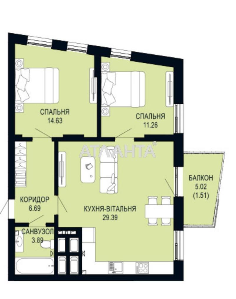 2-комнатная квартира по адресу ул. Щурата В. Ул (площадь 67,4 м²) - фото 9 2-комнатная квартира по адресу ул. Щурата В. Ул (площадь 67,4 м²) - Atlanta.ua - фото 9